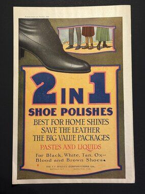 Antique Pictorial Review Company 2 in 1 Shoe Polish Nov. 1920 Advert (AD009)